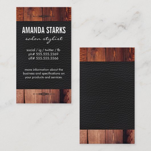  Element Hout Graanleder Visitekaartje (Voorkant / Achterkant)