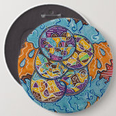 elementair Abstract Surf Ronde Button 6,0 Cm (Voorkant /achterkant)