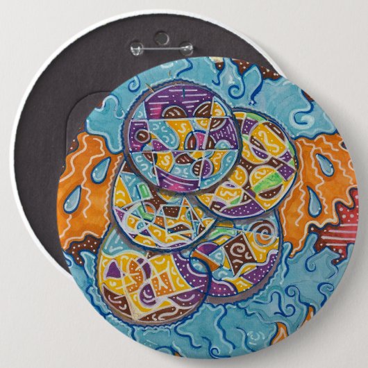 elementair Abstract Surf Ronde Button 6,0 Cm (Voorkant /achterkant)