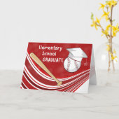 Elementair Afstuderen Baseball Bat en Pet op rood Kaart (Gele Bloem)
