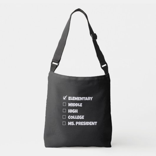 Elementair Afstuderen Ms. President T-Shirt Crossbody Tas (Voorkant)