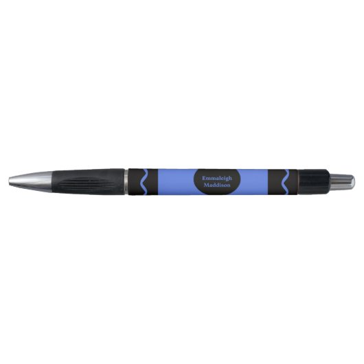 Elementair Blau Potlood Wrap Monogram Naam Pen (Voorkant)