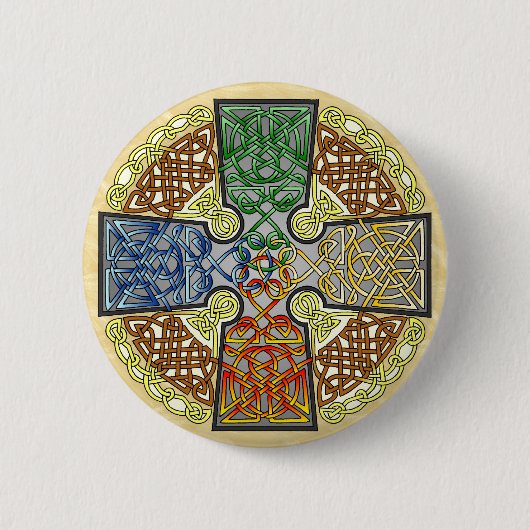 Elementair Celtic Cross Medallion Ronde Button 5,7 Cm (Voorkant)
