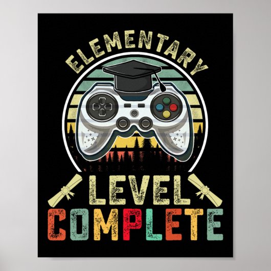 Elementair niveau complete gamer elementair afgest poster (Voorkant)