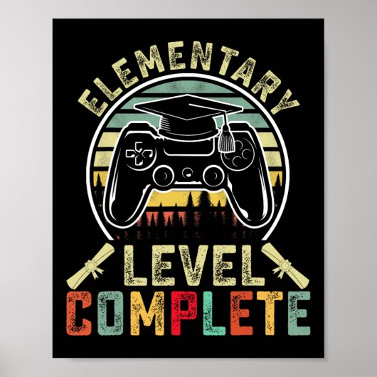 Elementair niveau complete gamer elementair afgest poster (Voorkant)
