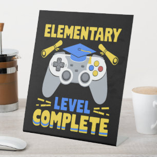 Elementair niveau Complete Gaming Gamer Afstuderen Reclamebord Met Voetstuk
