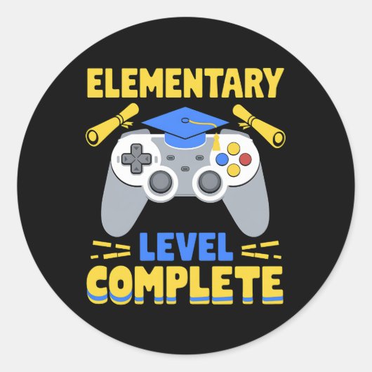 Elementair niveau Complete Gaming Gamer Afstuderen Ronde Sticker (Voorkant)