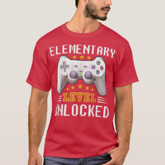 Elementair niveau ontgrendeld videospel terug naar t-shirt