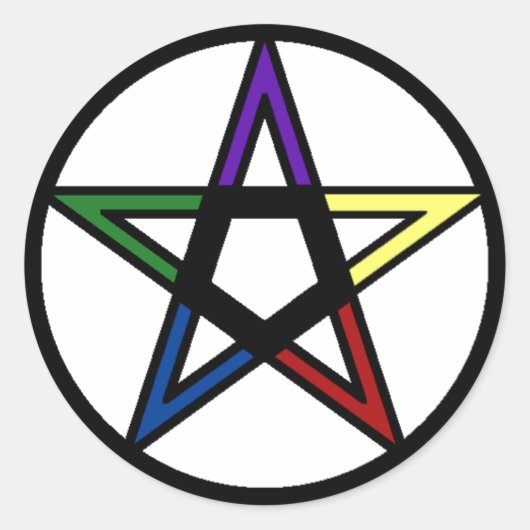 Elementair pentacle ronde sticker (Voorkant)