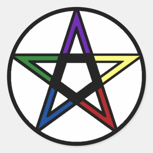 Elementair pentacle ronde sticker (Voorkant)