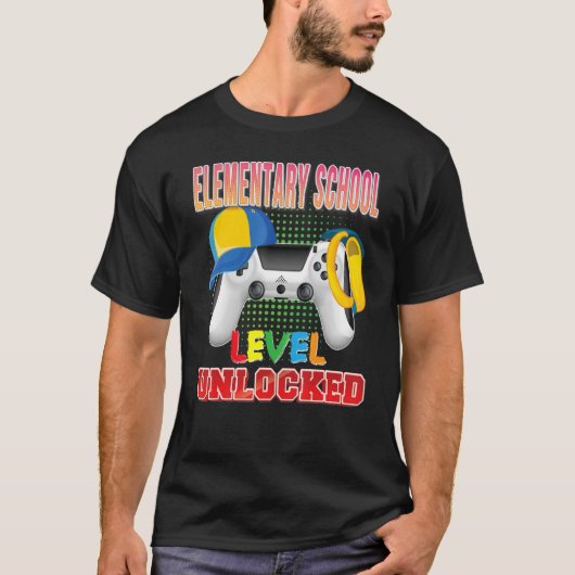 Elementair schoolniveau onvergrendelde videogame t-shirt (Voorkant)