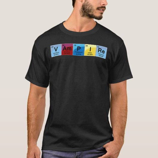 Elementair Vampire Periodic Table Word T-shirt (Voorkant)