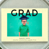 Elementair zwart-gele tekst Modern twee foto-Afstu Aankondiging