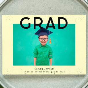 Elementair zwart-gele tekst Modern twee foto-Afstu Aankondiging