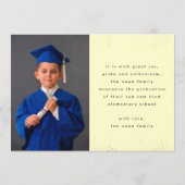 Elementair zwart-gele tekst Modern twee foto-Afstu Aankondiging (Achterkant)