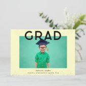 Elementair zwart-gele tekst Modern twee foto-Afstu Aankondiging (Staand voorkant)