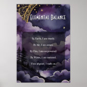 Elementaire Balans Paarse Nachtelijke Hemel Heiden Poster (Voorkant)