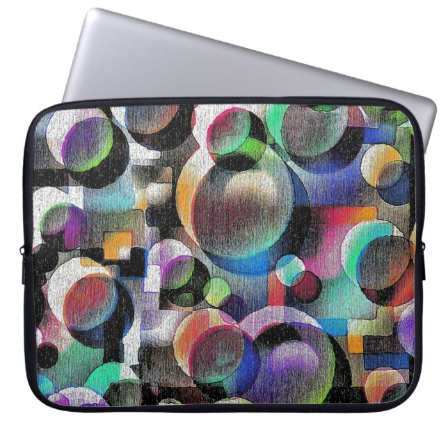 Elementaire cirkels laptophoes laptop sleeve (Voorkant)