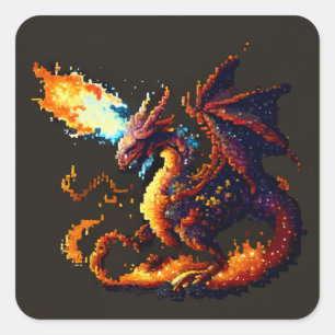 Elementaire dragon Fire Vierkante Sticker