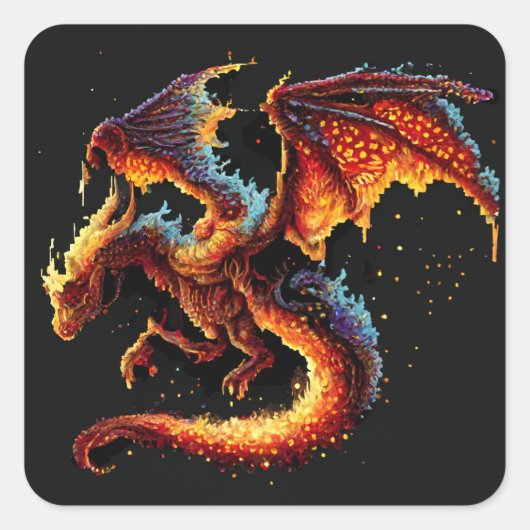 Elementaire dragon Fire Vierkante Sticker (Voorkant)