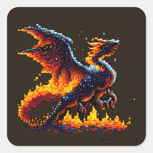 Elementaire dragon Fire Vierkante Sticker (Voorkant)