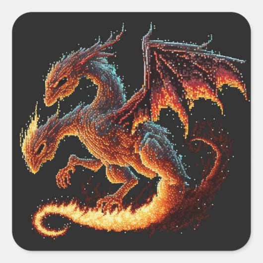 Elementaire dragon Fire Vierkante Sticker (Voorkant)