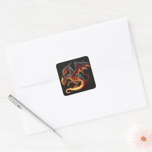 Elementaire dragon Fire Vierkante Sticker (Envelop)