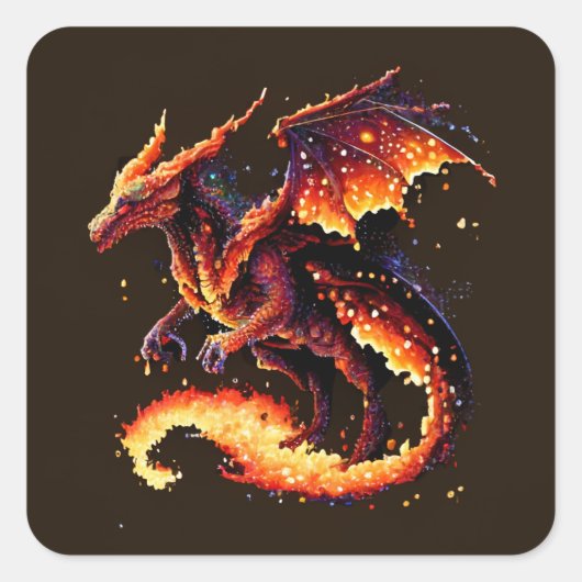 Elementaire dragon Fire Vierkante Sticker (Voorkant)
