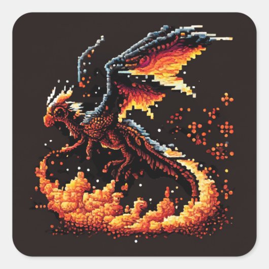 Elementaire dragon Fire Vierkante Sticker (Voorkant)