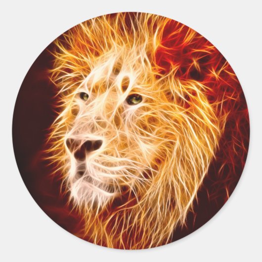 Elementaire leeuw ronde sticker (Voorkant)
