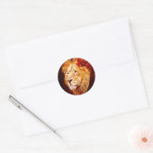 Elementaire leeuw ronde sticker (Envelop)