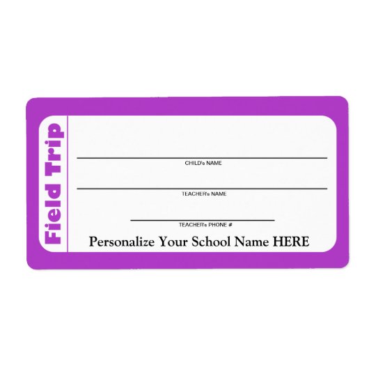 Elementaire of peuter-schoolse veldreislabels etiket (Voorkant)