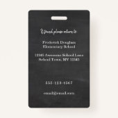 Elementaire school leraar foto-ID-kaart geen maske Badge (Achterkant)