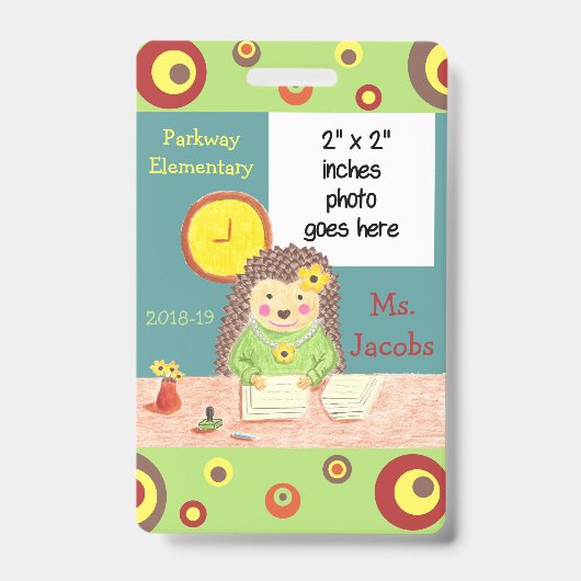 Elementaire schoolkantoorfoto badge (Front)