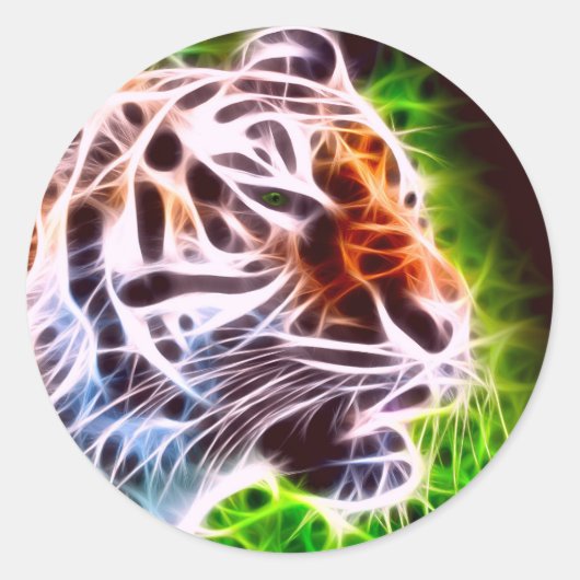 Elementaire tijger ronde sticker (Voorkant)