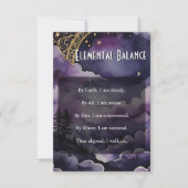 Elemental Balance Pagan Prayer Pocket Ritual Card Kaart (Voorkant)