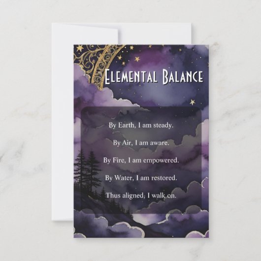 Elemental Balance Pagan Prayer Pocket Ritual Card Kaart (Voorkant)