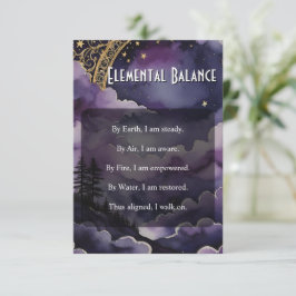 Elemental Balance Pagan Prayer Pocket Ritual Card Kaart