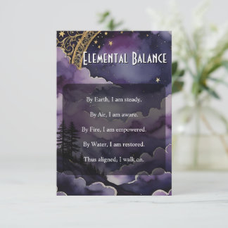 Elemental Balance Pagan Prayer Pocket Ritual Card Kaart