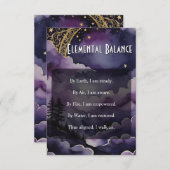 Elemental Balance Pagan Prayer Pocket Ritual Card Kaart (Voorkant / Achterkant)