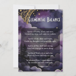 Elemental Balance Pagan Prayer Ritual Card Kaart