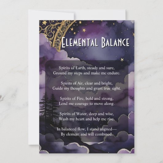 Elemental Balance Pagan Prayer Ritual Card Kaart (Voorkant)