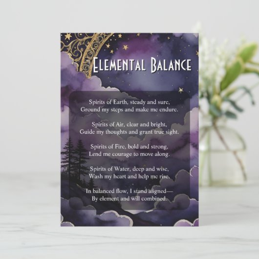 Elemental Balance Pagan Prayer Ritual Card Kaart (Staand voorkant)