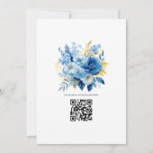 Elemental Blauw en Goud Bloemen Bruiloft Kaart (Achterkant)
