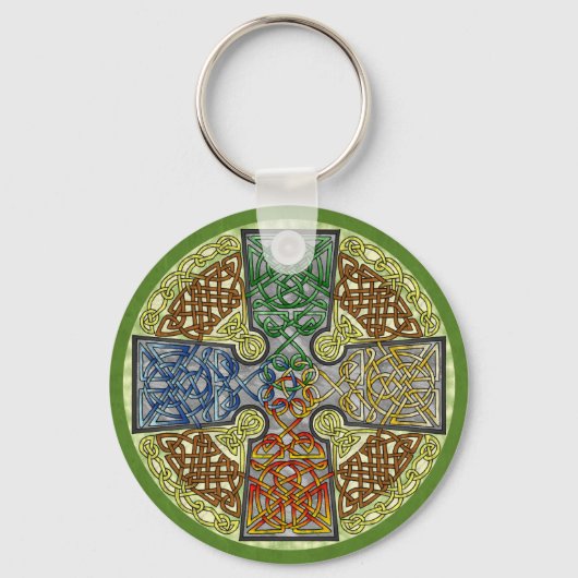 Elemental-getextureerde Keltische kruismedaille Sleutelhanger (Voorkant)