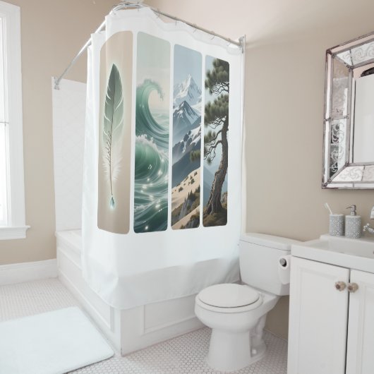 Elemental Natuur Feather Wave Mountain Pine Douchegordijn (In situ)