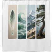 Elemental Natuur Feather Wave Mountain Pine Douchegordijn (Voorkant)