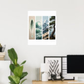 Elemental Natuur Feather Wave Mountain Pine Poster (Thuiskantoor)
