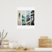 Elemental Natuur Feather Wave Mountain Pine Poster (Keuken)