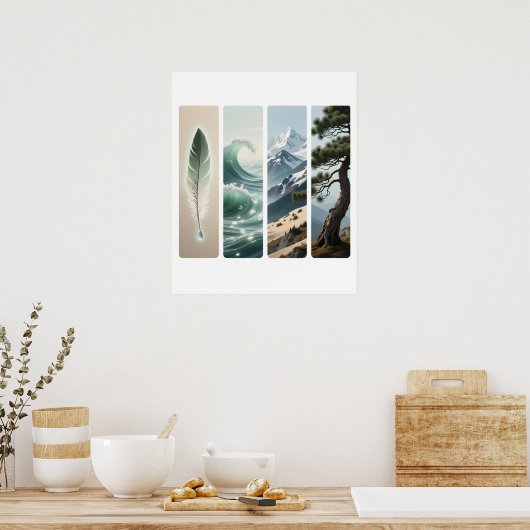 Elemental Natuur Feather Wave Mountain Pine Poster (Keuken)